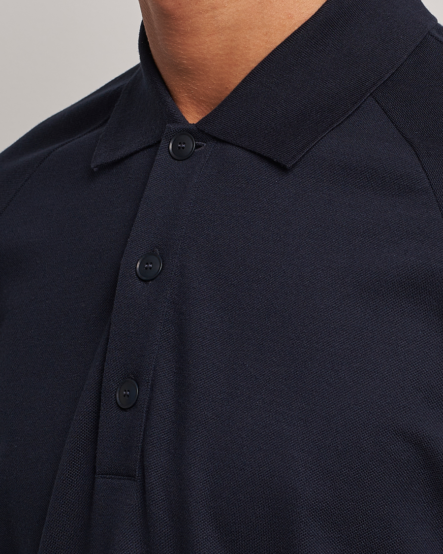 Homme | Polos | Giorgio Armani | Cotton/Cashmere Raglan Sleeve Polo Navy