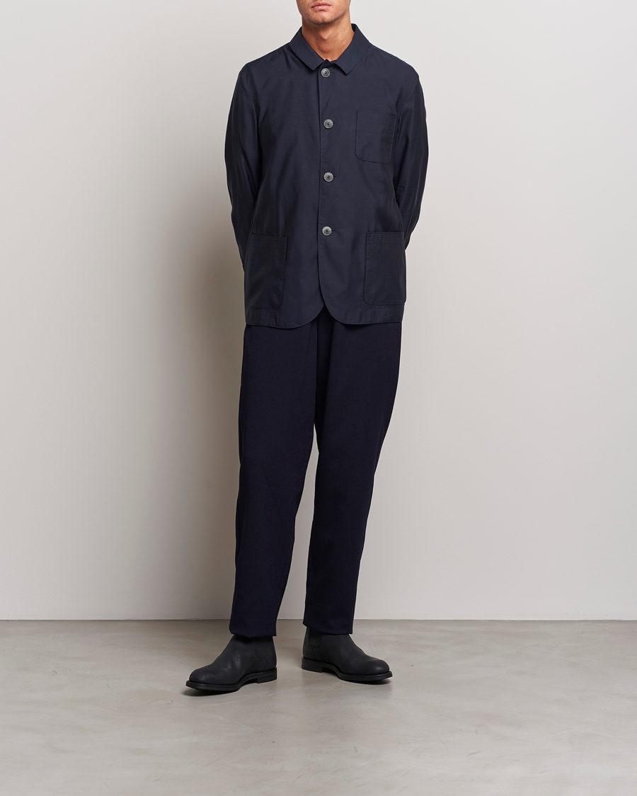 Homme | Manteaux Et Vestes | Giorgio Armani | Lightweight Silk Blend Chore Jacket Navy