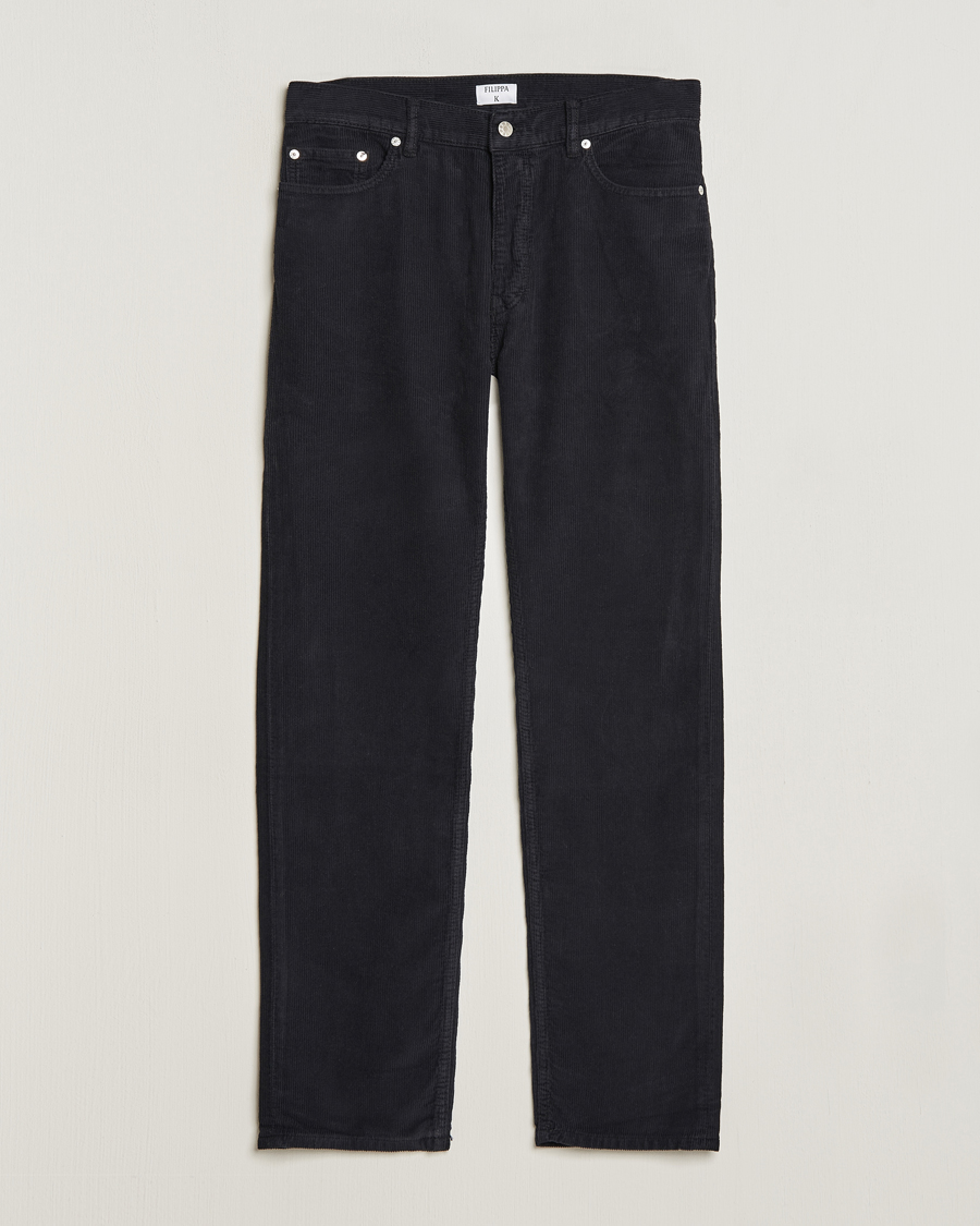 Homme | Pantalons | Filippa K | Straight Fit Garment Dyed Corduroy Pants Black