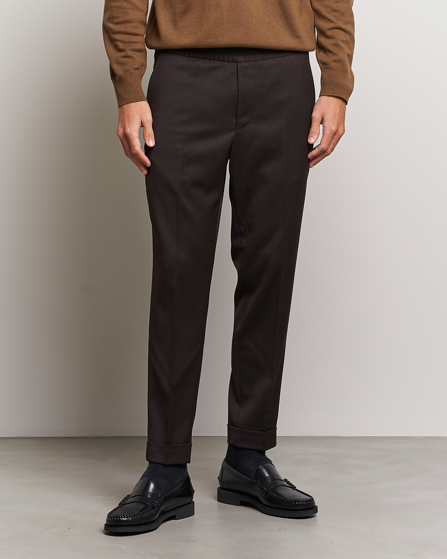 Homme | Pantalons | Filippa K | Terry Wool Trousers Dark Brown
