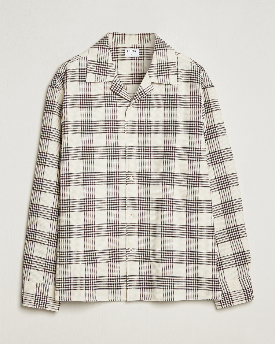 Homme | Chemises | Filippa K | Waffle Checked Resort Shirt Dark Chocolate/White