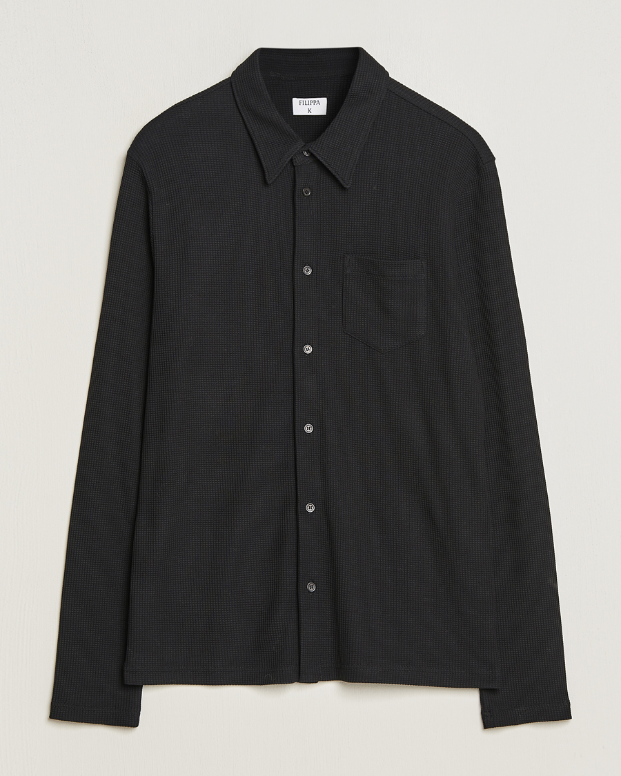 Homme | Chemises | Filippa K | Waffle Jersey Shirt Black