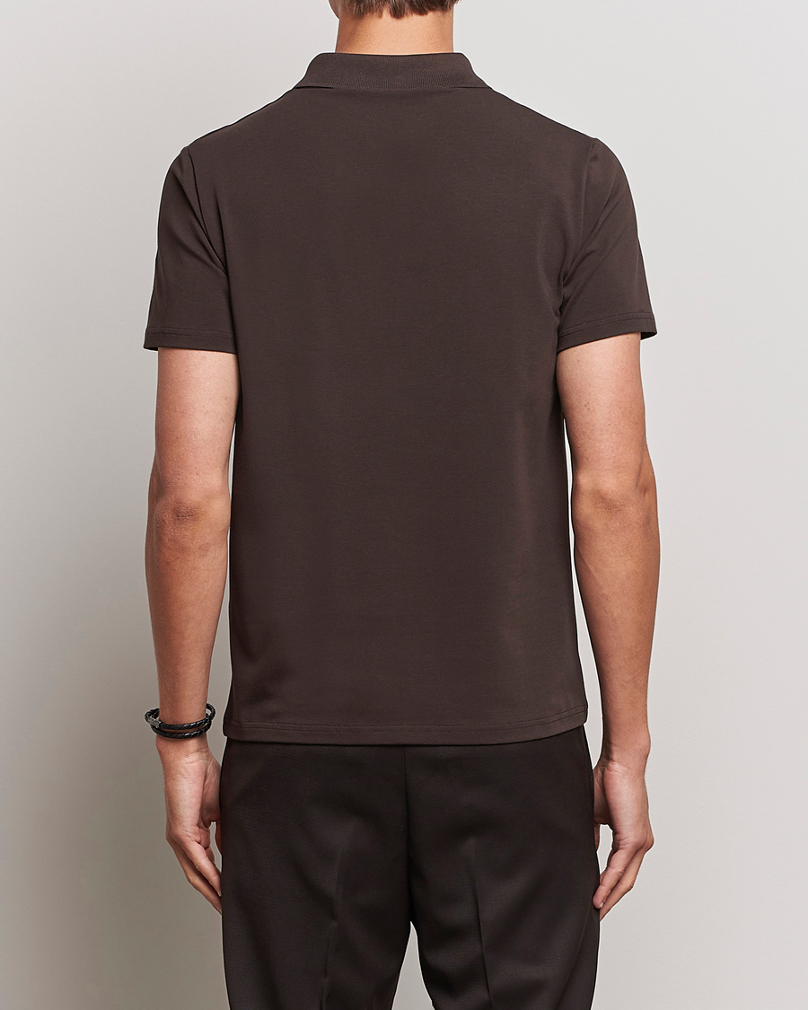 Homme | Polos | Filippa K | Soft Lycra Polo T-Shirt Dark Chocolate