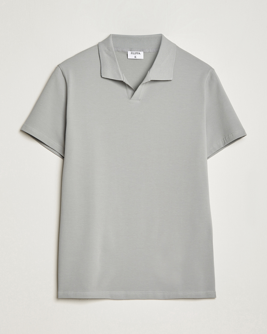Homme | Polos | Filippa K | Soft Lycra Polo T-Shirt Feather Grey
