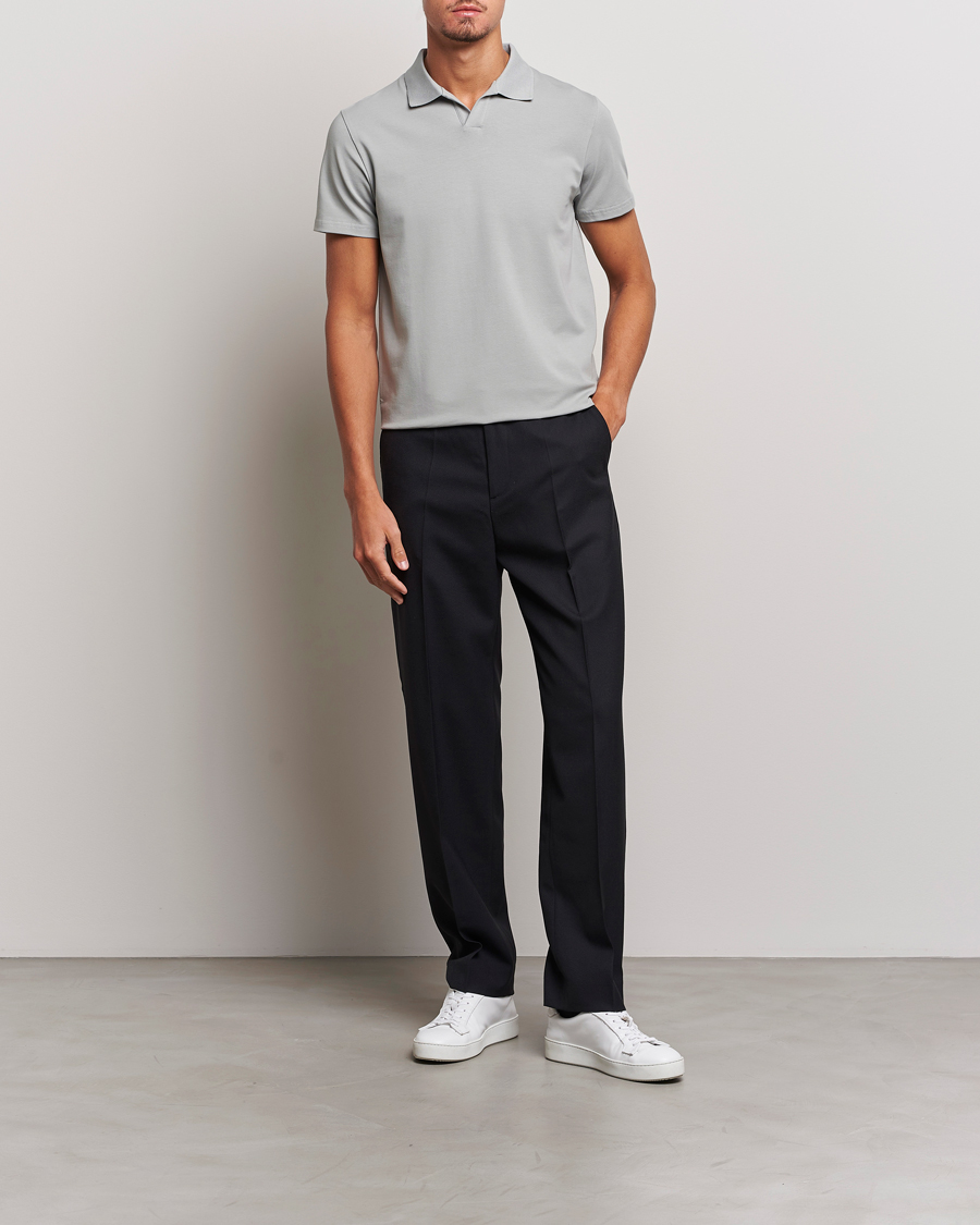 Homme | Polos | Filippa K | Soft Lycra Polo T-Shirt Feather Grey