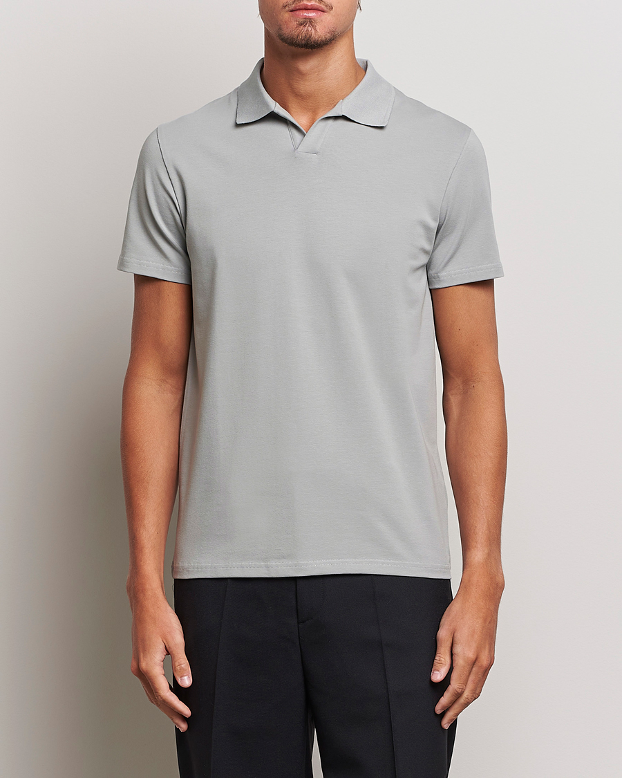 Homme | Polos | Filippa K | Soft Lycra Polo T-Shirt Feather Grey