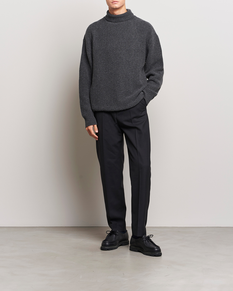 Homme | Pulls Et Tricots | Filippa K | Wool Structured Polo Anthracite Melange