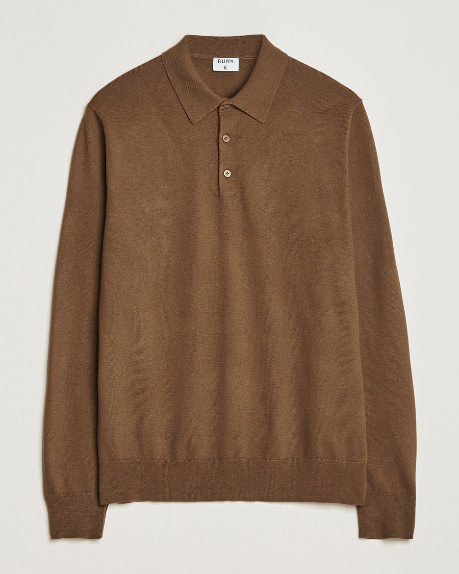Homme | Pulls Et Tricots | Filippa K | Knitted Polo Shirt Bronze Green
