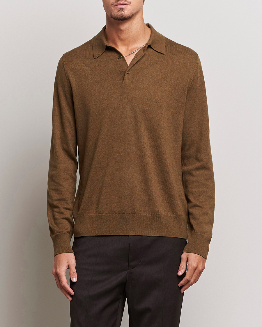 Homme | Pulls Et Tricots | Filippa K | Knitted Polo Shirt Bronze Green