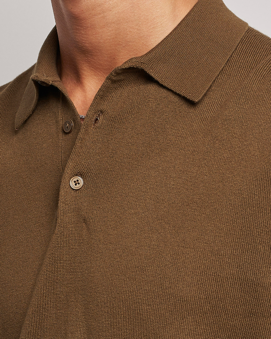 Homme | Pulls Et Tricots | Filippa K | Knitted Polo Shirt Bronze Green