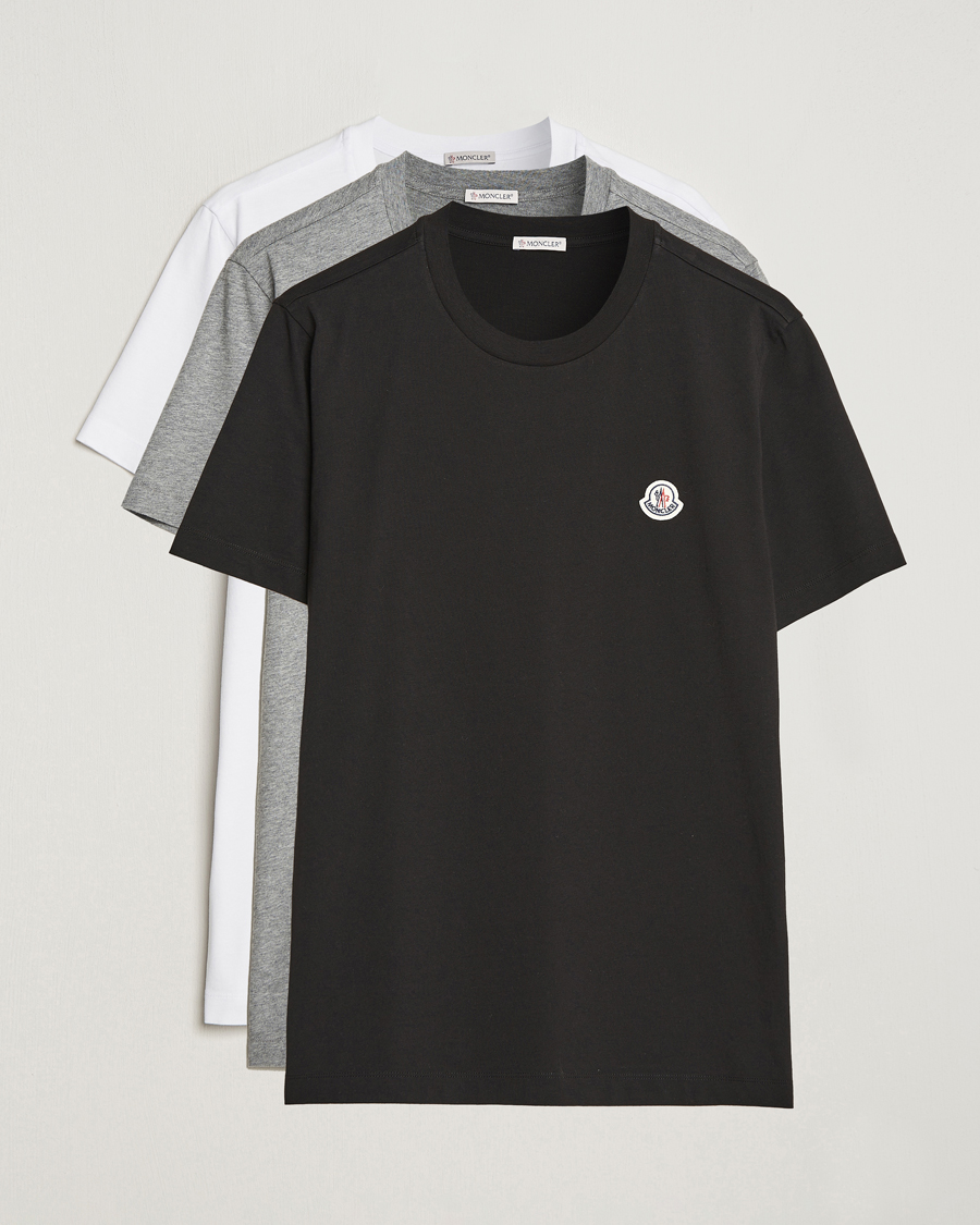 Homme | T-shirts | Moncler | 3-Pack Logo T-Shirt Black/Grey/White