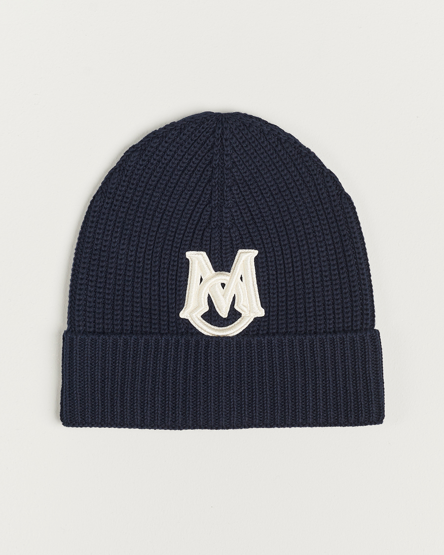 Homme | Moncler Logo Embossed Beanie Navy | Moncler | Logo Embossed Beanie Navy