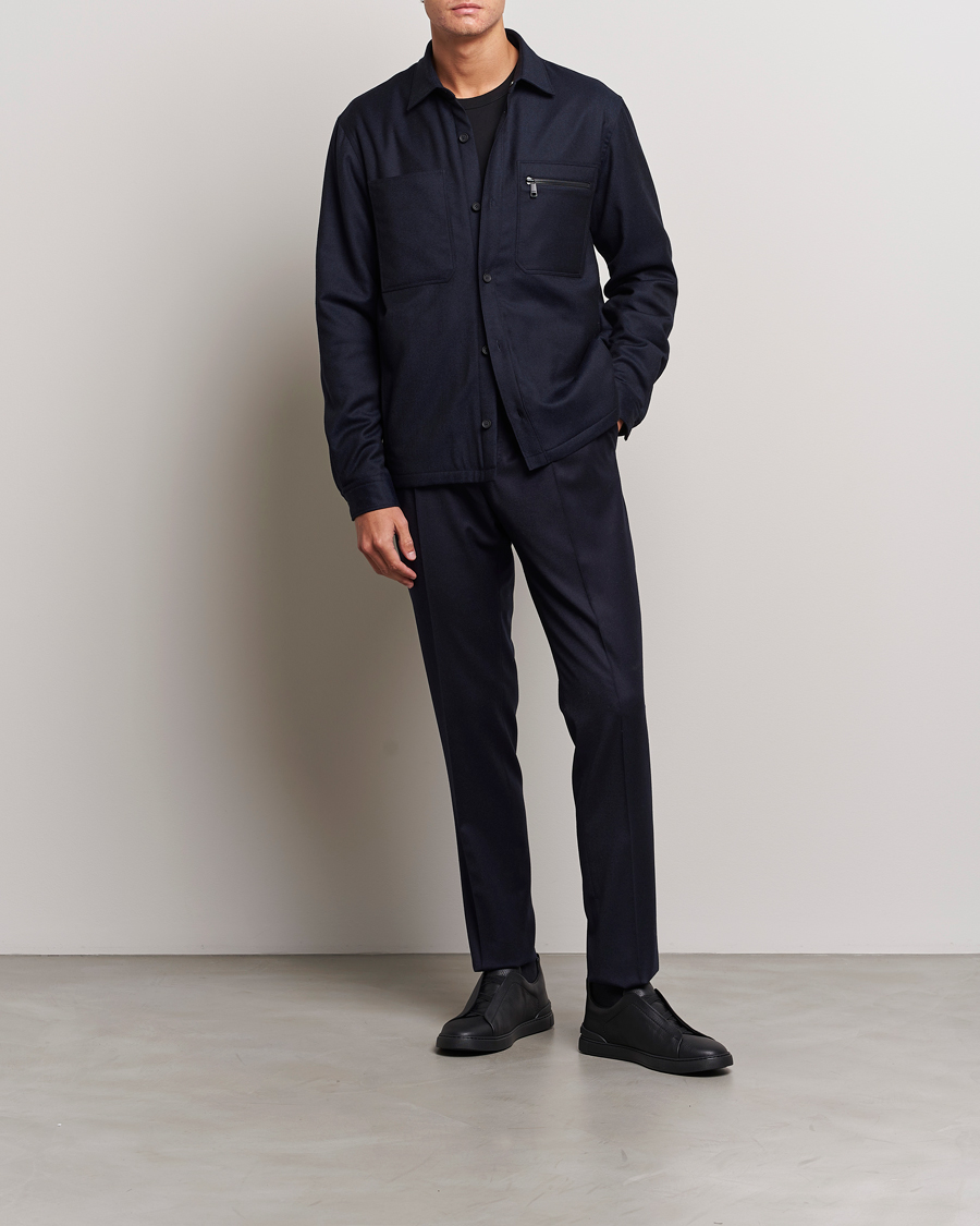 Homme | Manteaux Et Vestes | Zegna | Techmerino Flannel Shirt Jacket Navy