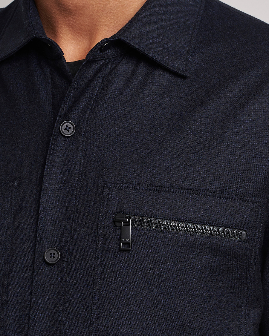 Homme | Manteaux Et Vestes | Zegna | Techmerino Flannel Shirt Jacket Navy