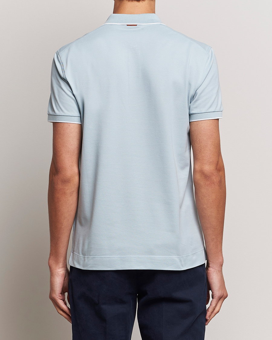 Homme | Polos | Zegna | Short Sleeve Cotton Piquet Light Blue