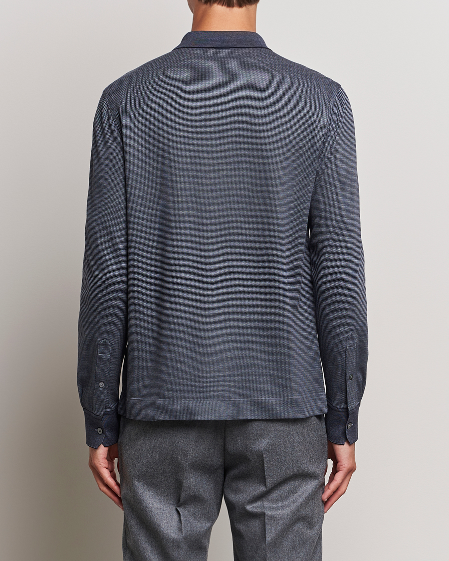 Homme | Pulls Et Tricots | Zegna | Cotton/Silk Long Sleeve Polo Dark Blue