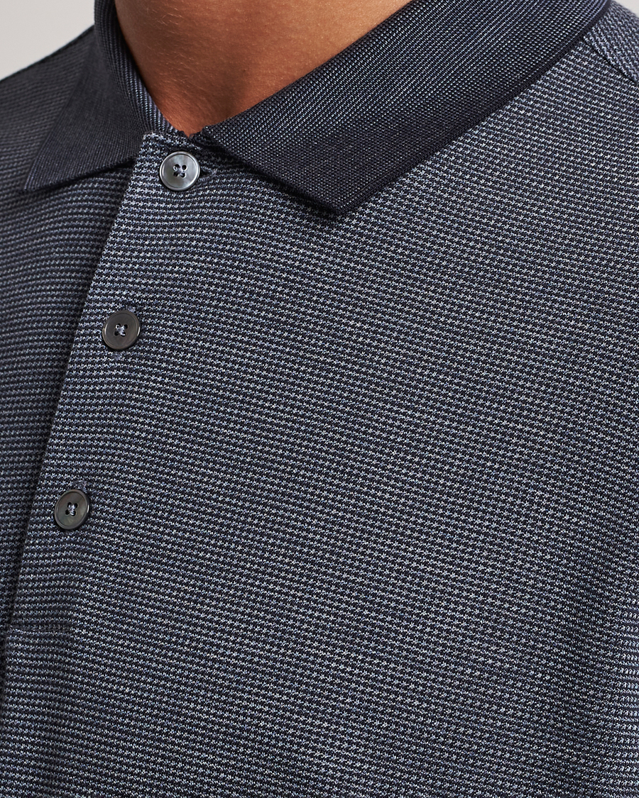 Homme | Pulls Et Tricots | Zegna | Cotton/Silk Long Sleeve Polo Dark Blue