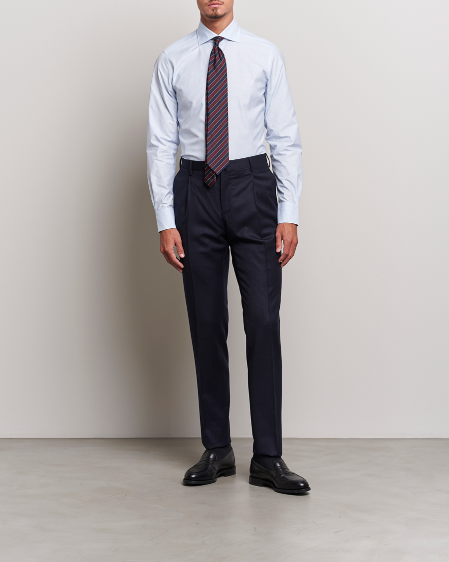 Homme | Chemises | Zegna | Slim Fit Check Dress Shirt Light Blue