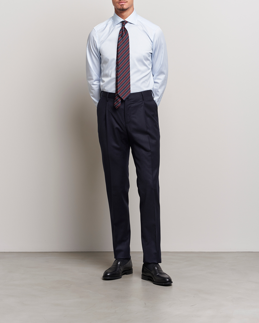 Homme | Chemises | Zegna | Slim Fit Striped Dress Shirt Light Blue