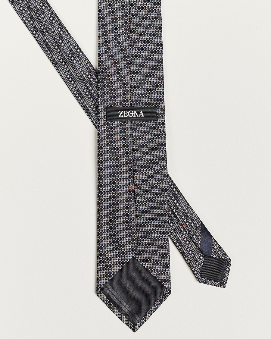Homme | Zegna Printed Silk Tie Navy | Zegna | Printed Silk Tie Navy