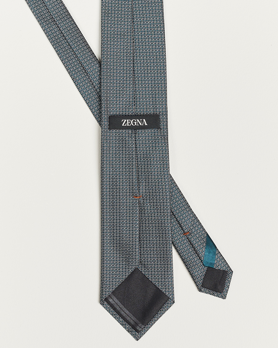 Homme | Zegna Printed Silk Tie Dark Green | Zegna | Printed Silk Tie Dark Green