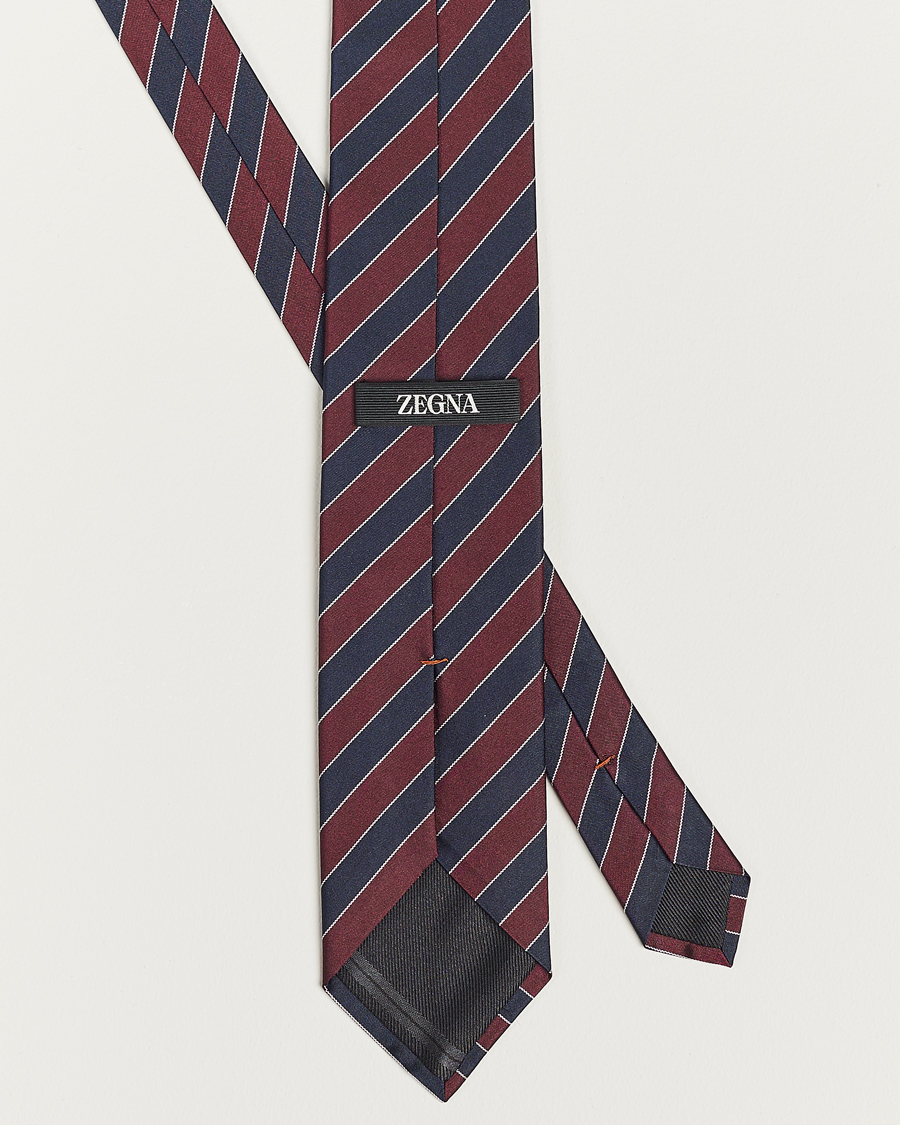 Homme | Zegna Regimental Stripe Silk Tie Navy/Burgundy | Zegna | Regimental Stripe Silk Tie Navy/Burgundy