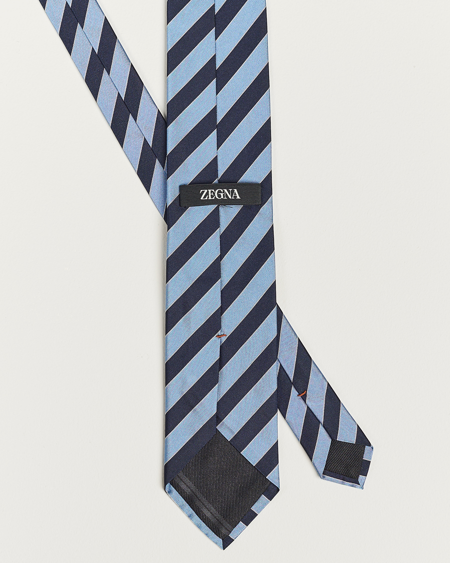 Homme | Zegna Regimental Stripe Silk Tie Navy | Zegna | Regimental Stripe Silk Tie Navy
