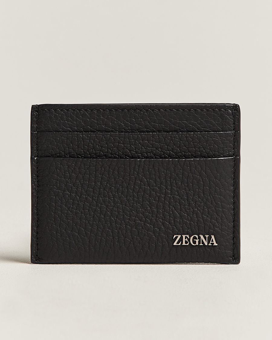 Homme |  | Zegna | Grain Leather Card Holder Black