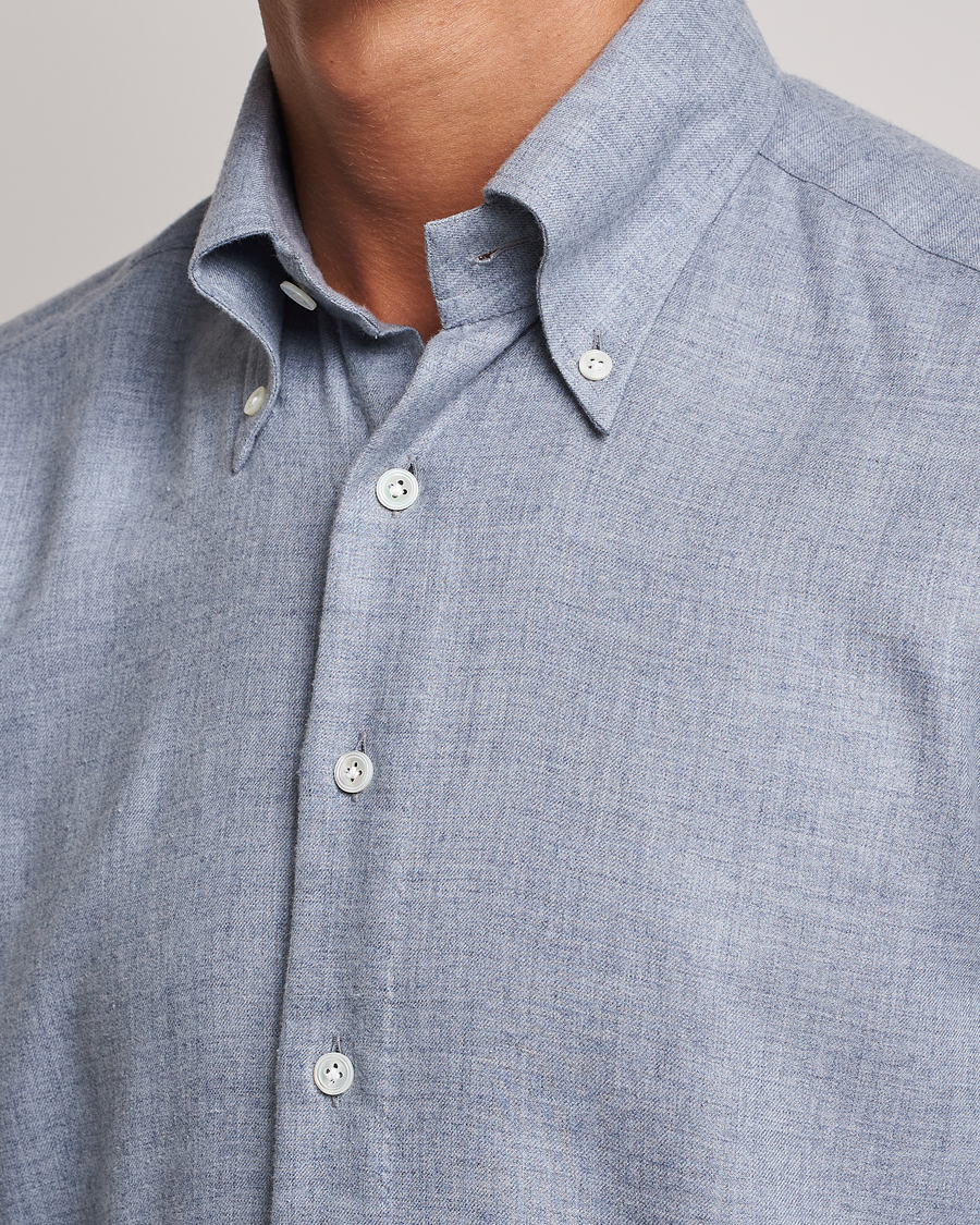 Homme | Chemises | 100Hands | Cotton Button Down Flannel Shirt Grey