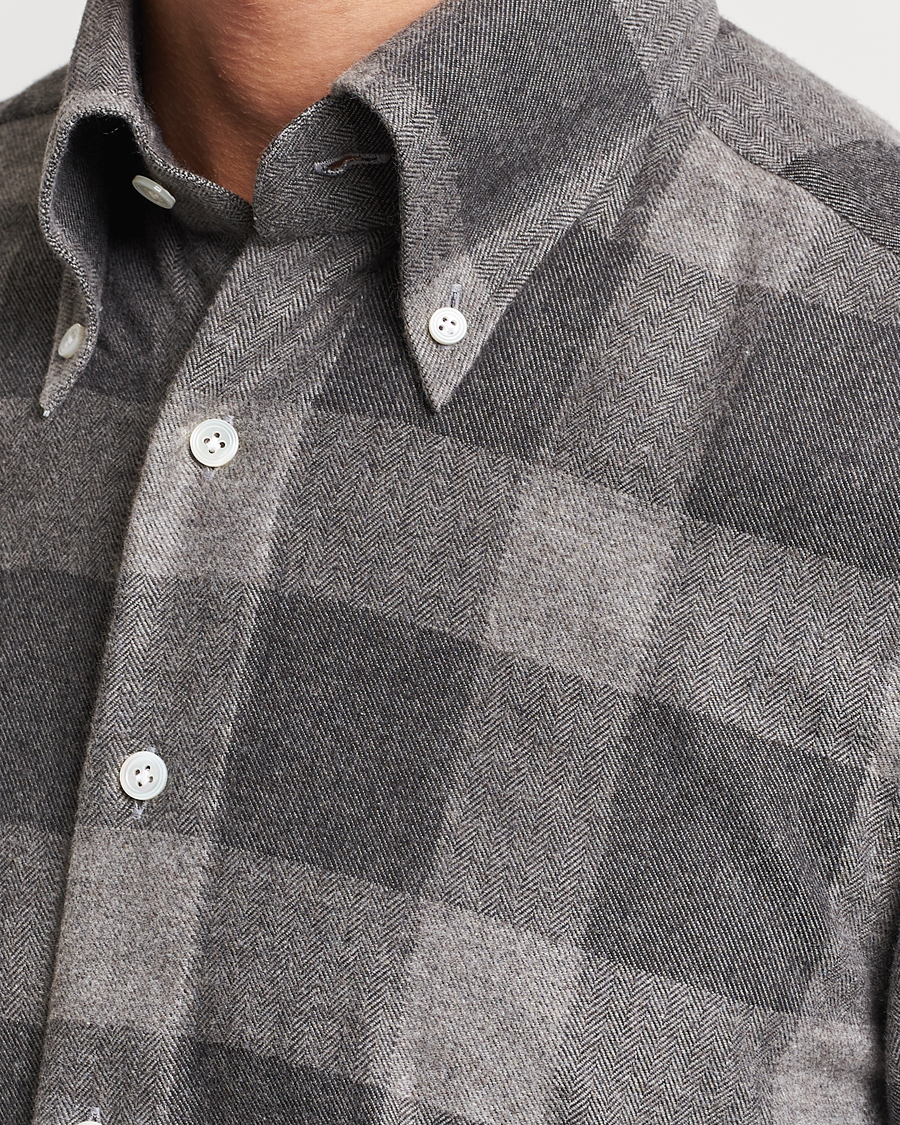 Homme | Chemises | 100Hands | Large Checked Flannel Shirt Grey