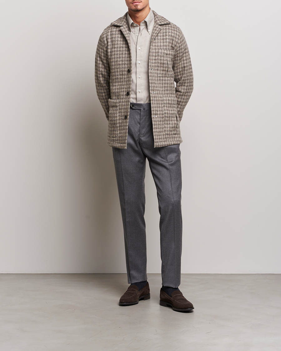 Homme | Chemises | 100Hands | Fox Brothers Checked Wool Travellers Jacket Brown