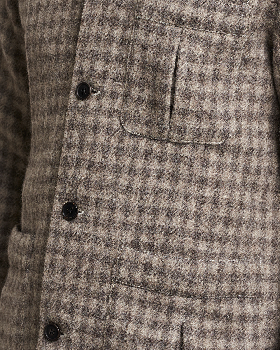 Homme | Chemises | 100Hands | Fox Brothers Checked Wool Travellers Jacket Brown