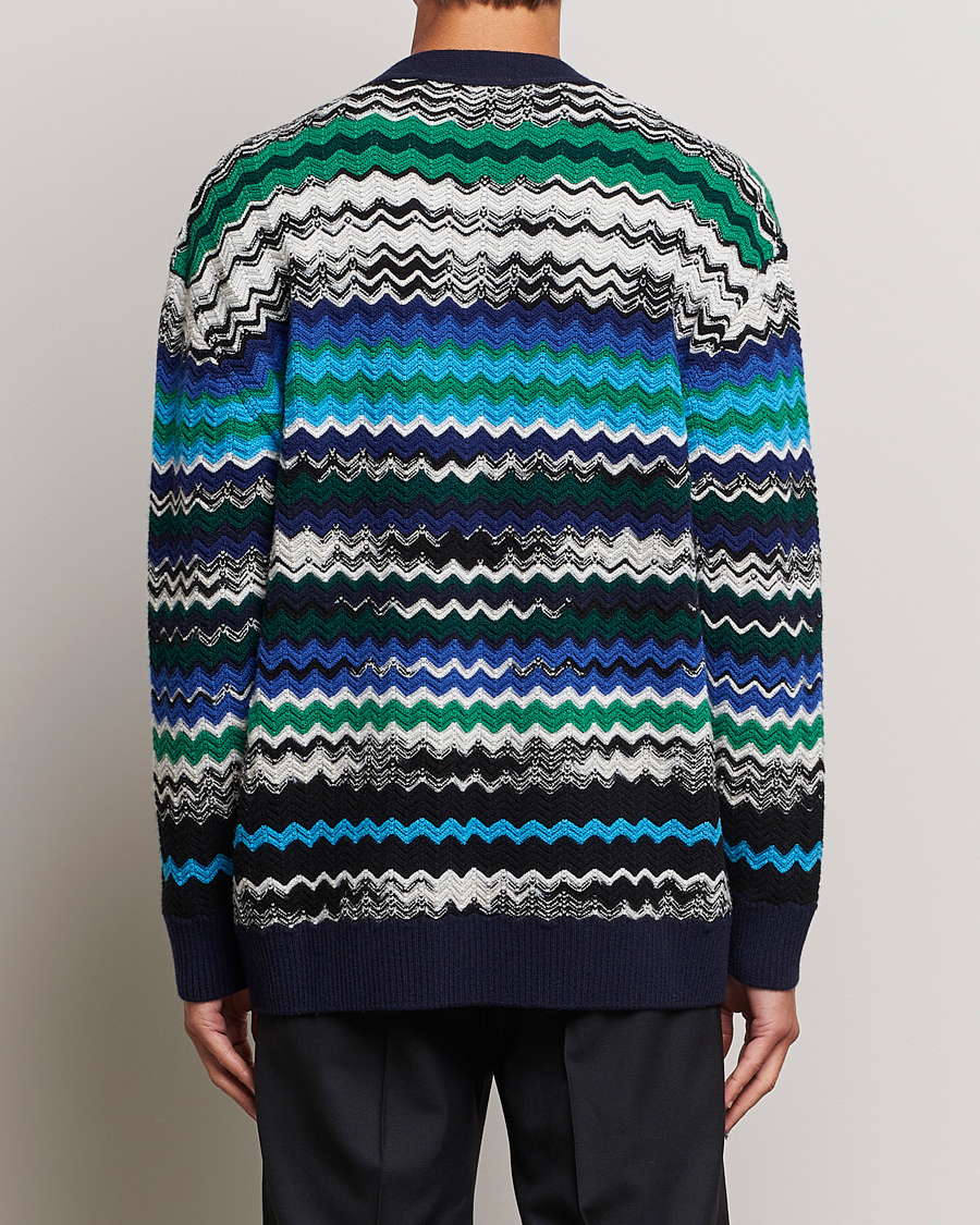 Homme | Pulls Et Tricots | Missoni | Chevron Wool Cardigan Black/Blue