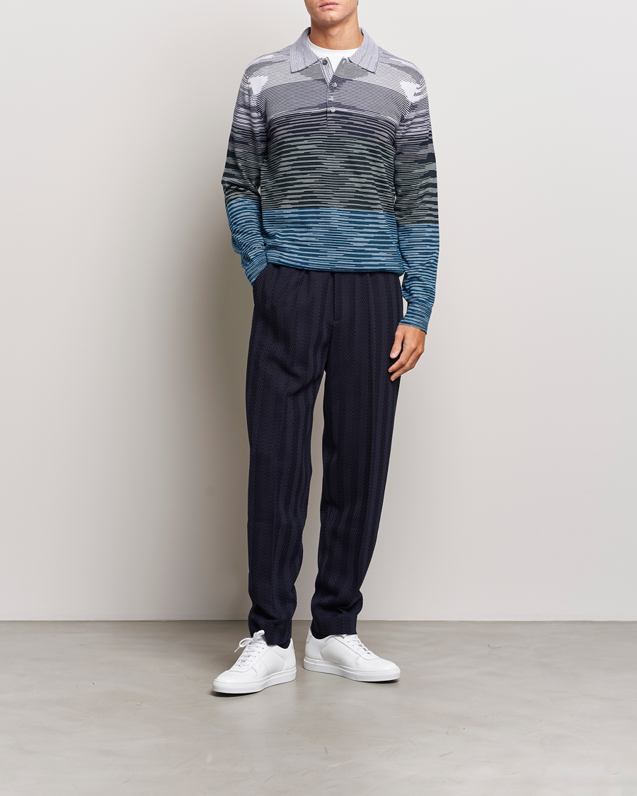 Homme | Pulls Et Tricots | Missoni | Space Dyed Long Sleeve Polo Blue/Black