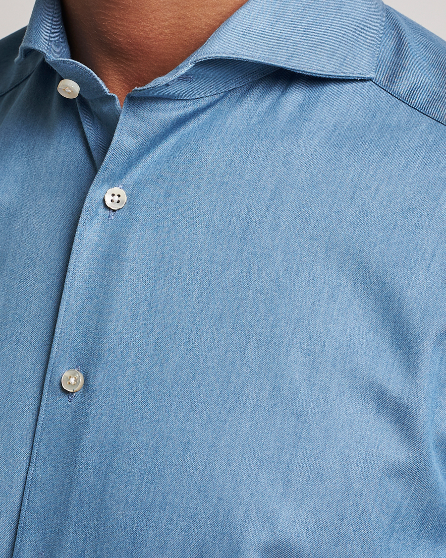 Homme | Chemises | Stenströms | 1899 Slim Denim Twill Shirt Indigo