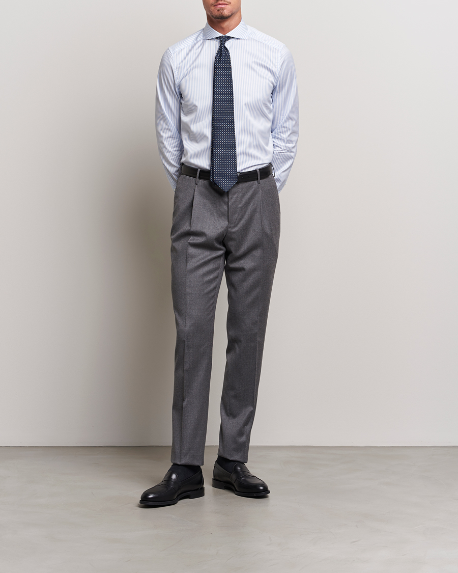 Homme | Chemises | Stenströms | 1899 Slim Supima Cotton Stripe Shirt Blue