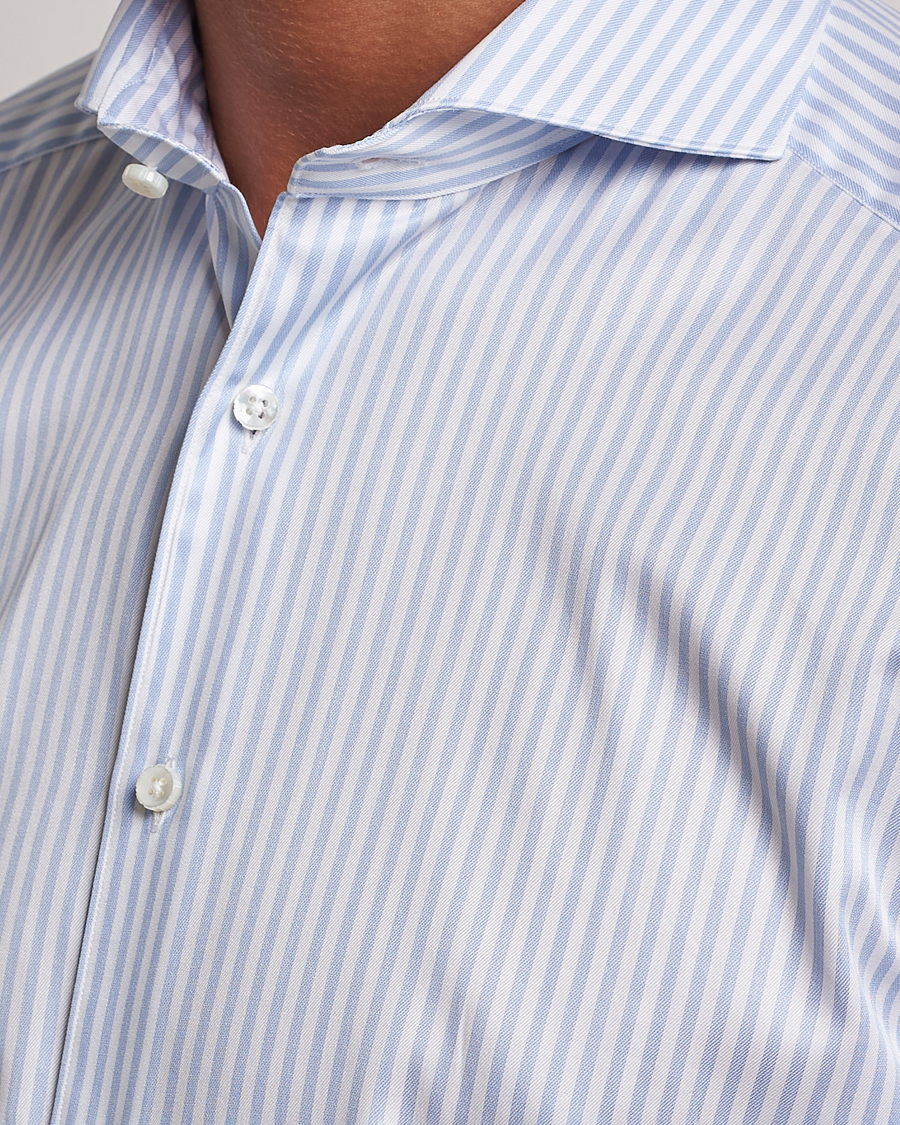 Homme | Chemises | Stenströms | 1899 Slim Supima Cotton Stripe Shirt Blue