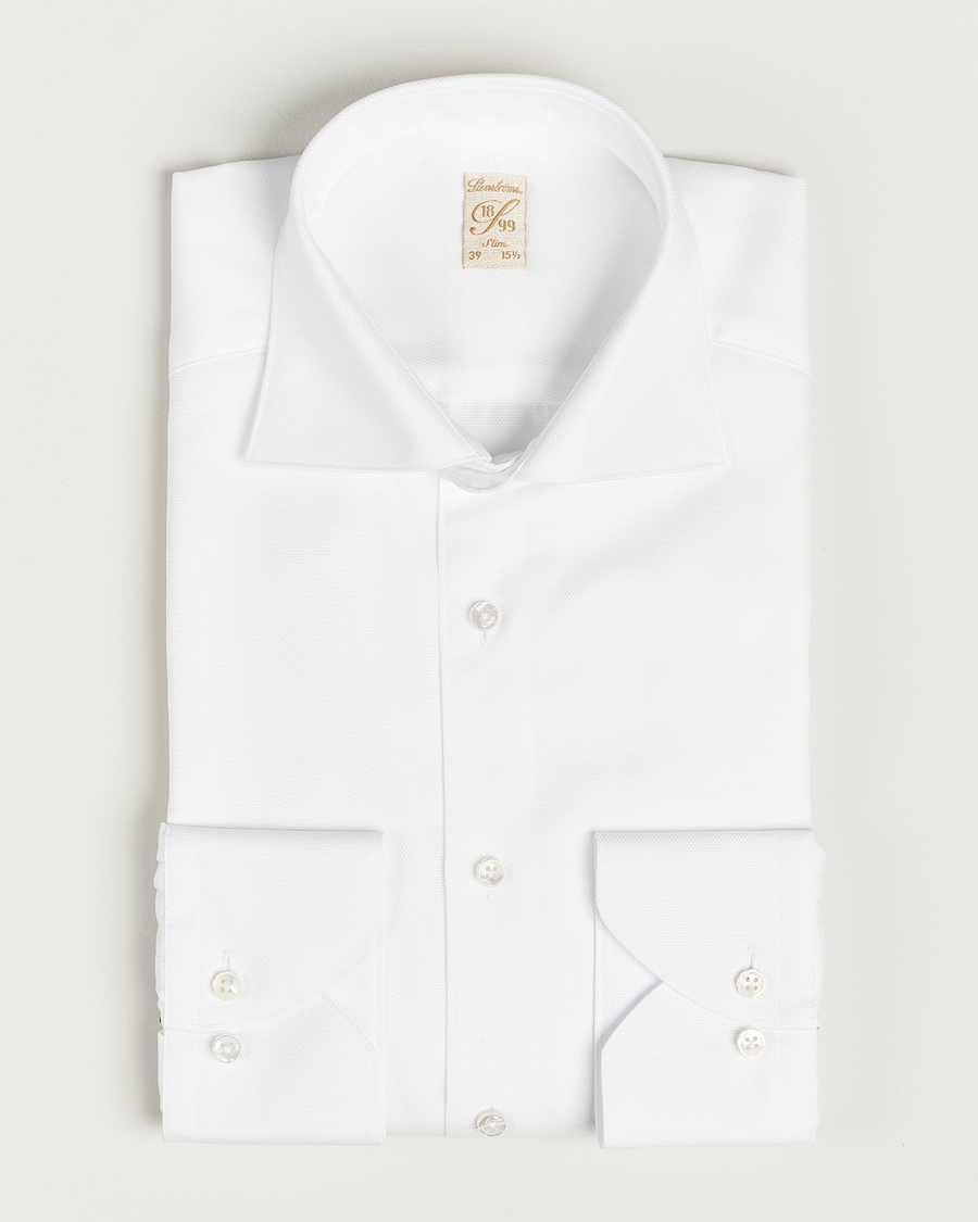 Homme | Chemises | Stenströms | 1899 Slim Cotton Royal Oxford Shirt White