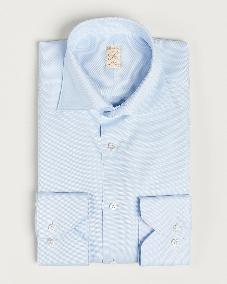 Homme | Chemises | Stenströms | 1899 Slim Cotton Royal Oxford Shirt Light Blue