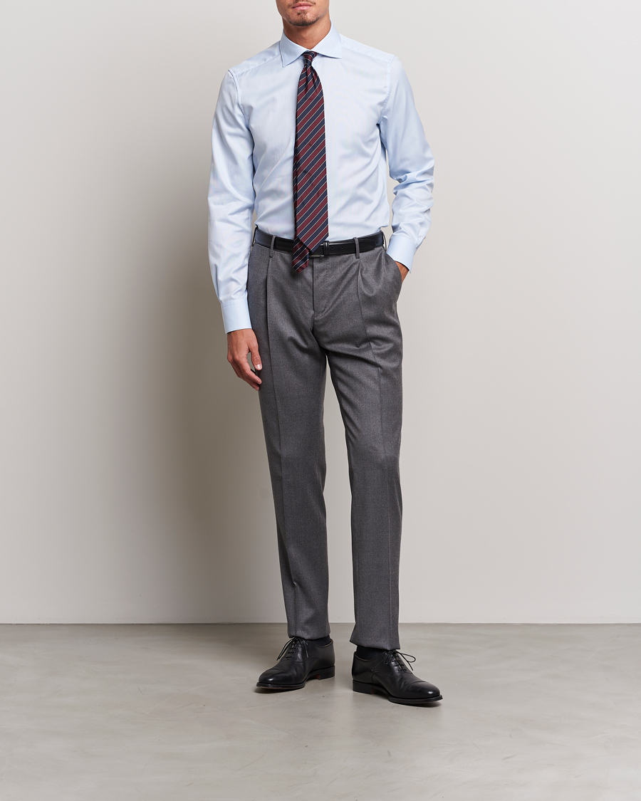 Homme | Chemises | Stenströms | 1899 Slim Cotton Royal Oxford Shirt Light Blue