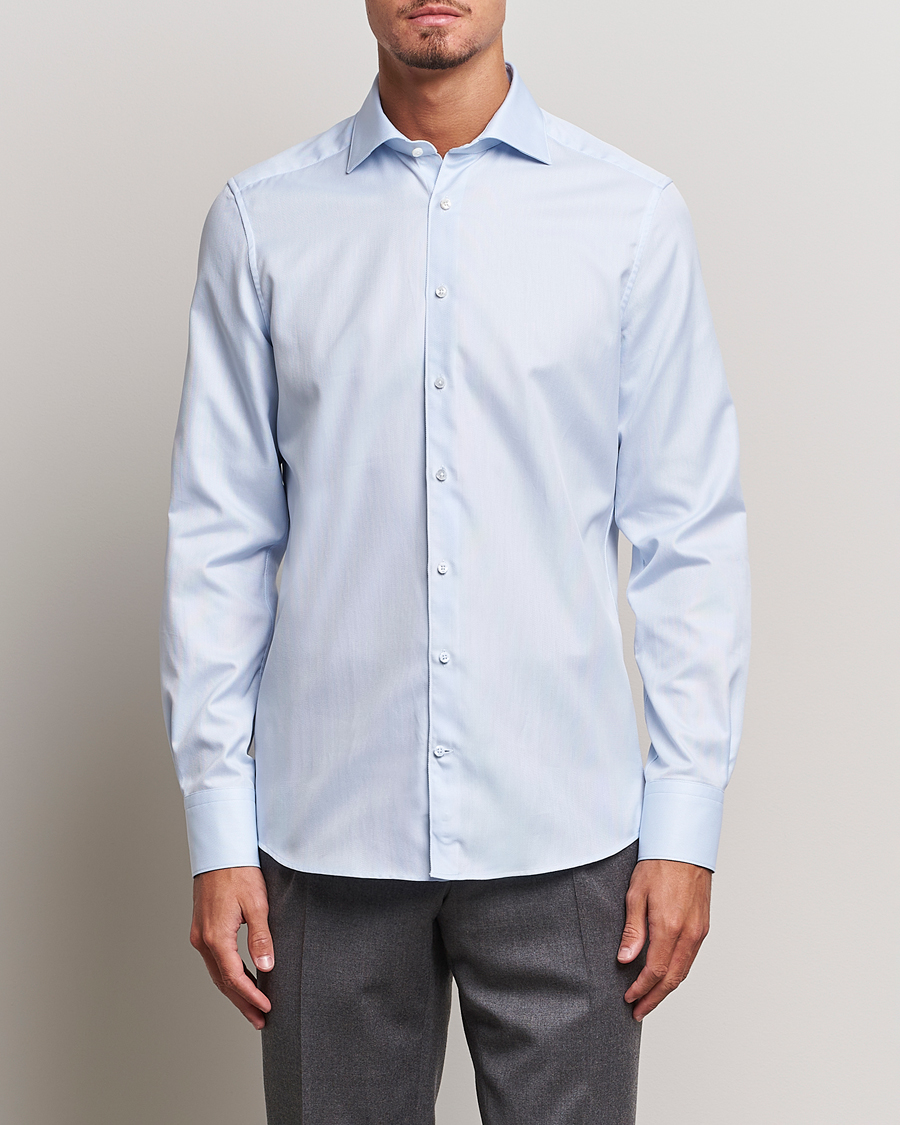Homme | Chemises | Stenströms | 1899 Slim Cotton Royal Oxford Shirt Light Blue