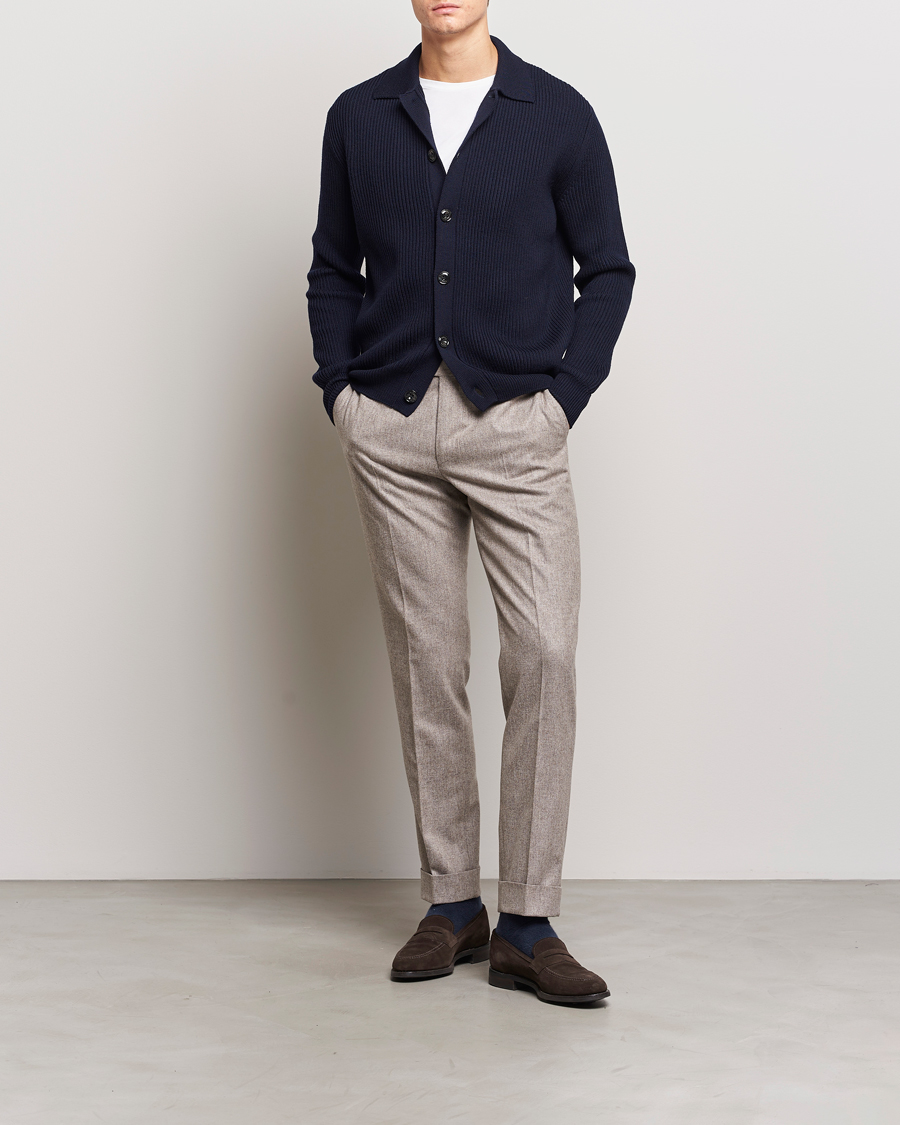 Homme | Pulls Et Tricots | Altea | Rib Wool Cardigan Navy