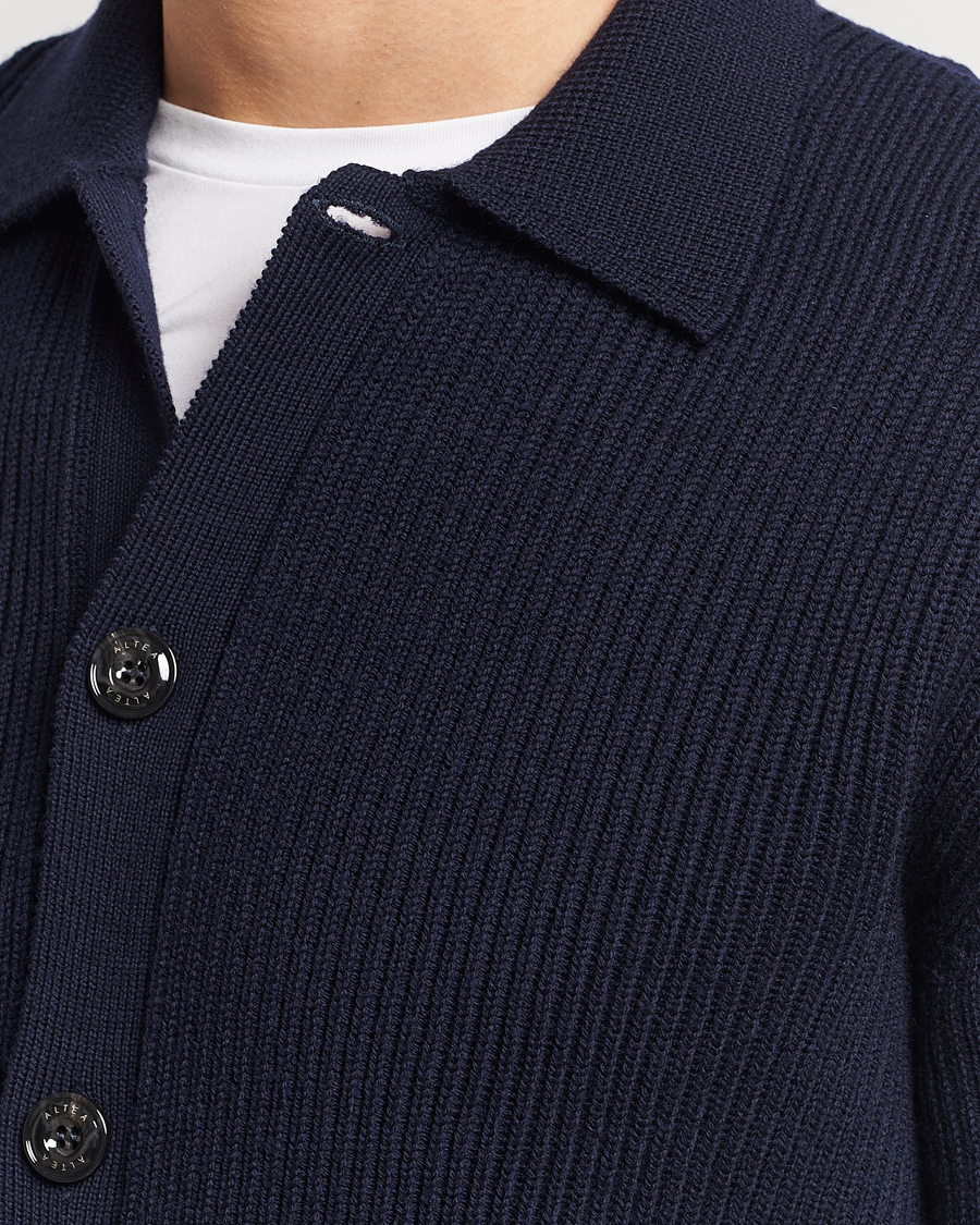 Homme | Pulls Et Tricots | Altea | Rib Wool Cardigan Navy