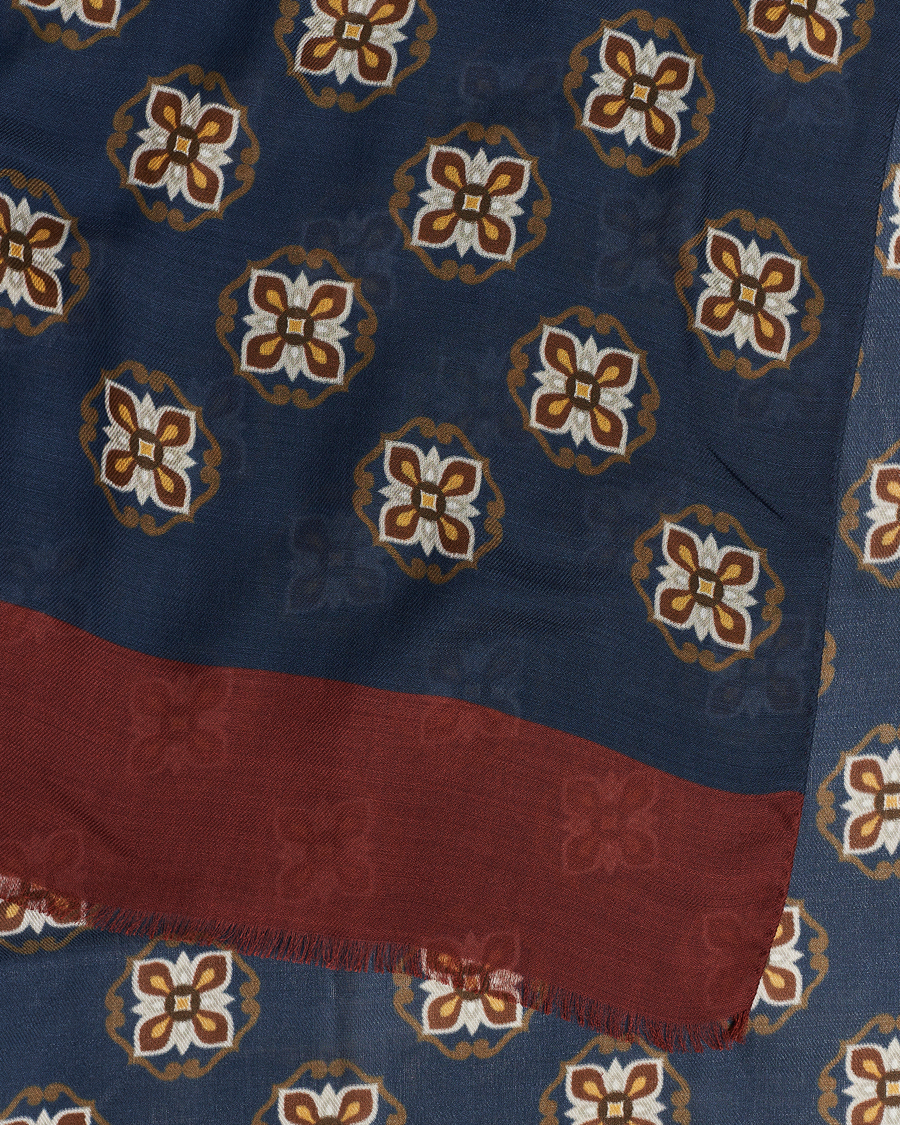 Homme | Altea Printed Medallion Wool Scarf Navy | Altea | Printed Medallion Wool Scarf Navy