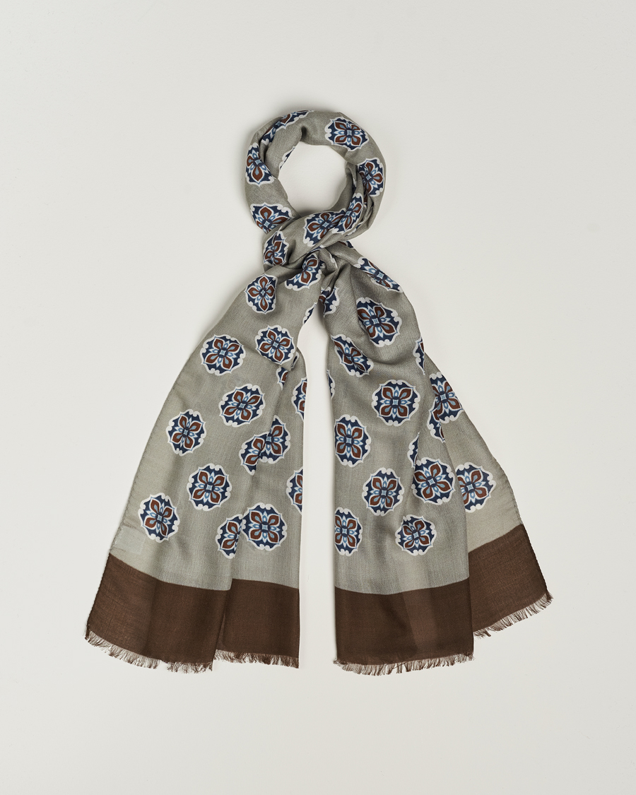 Homme | Altea Printed Medallion Wool Scarf Light Grey | Altea | Printed Medallion Wool Scarf Light Grey