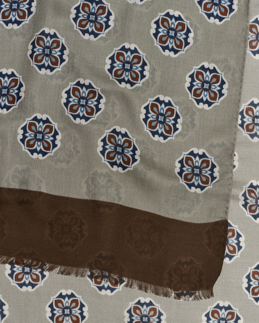 Homme | Altea Printed Medallion Wool Scarf Light Grey | Altea | Printed Medallion Wool Scarf Light Grey