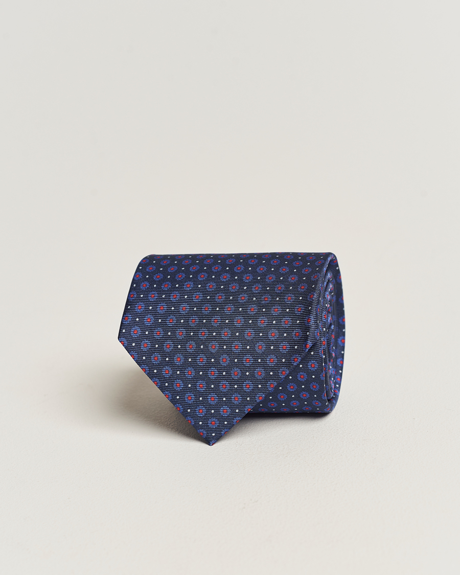 Homme | Altea Printed Silk Tie Navy/Red | Altea | Printed Silk Tie Navy/Red