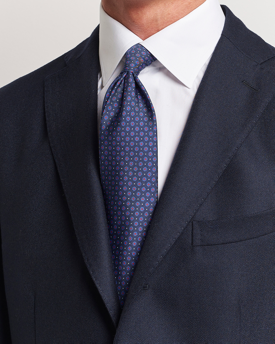 Homme | Altea Printed Silk Tie Navy/Red | Altea | Printed Silk Tie Navy/Red