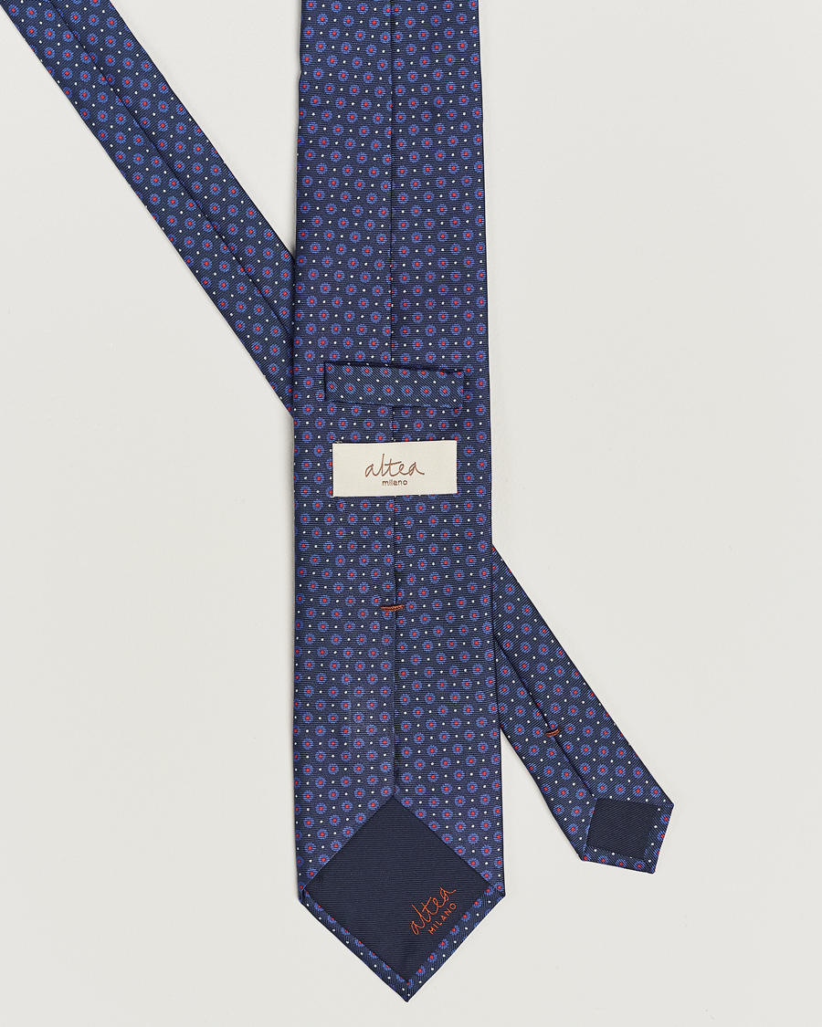 Homme | Altea Printed Silk Tie Navy/Red | Altea | Printed Silk Tie Navy/Red