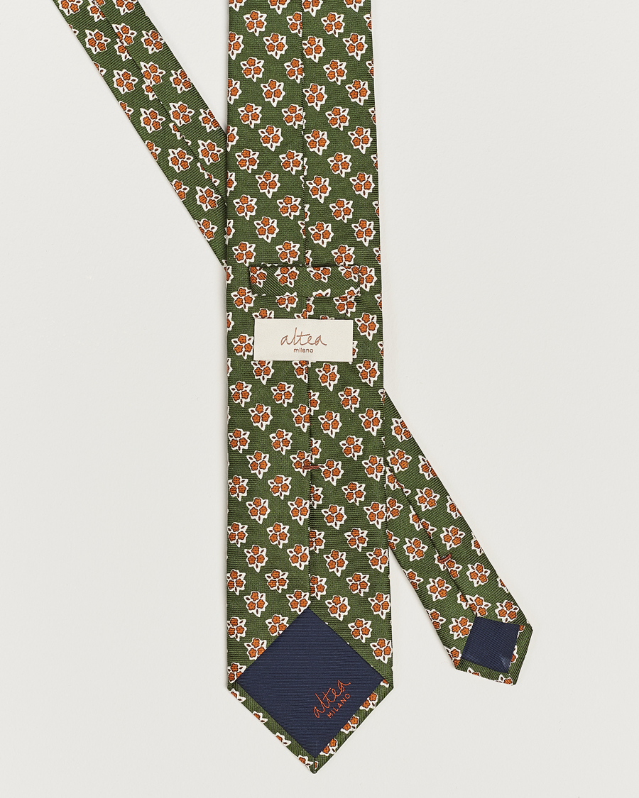 Homme | Altea Printed Silk Tie Green | Altea | Printed Silk Tie Green
